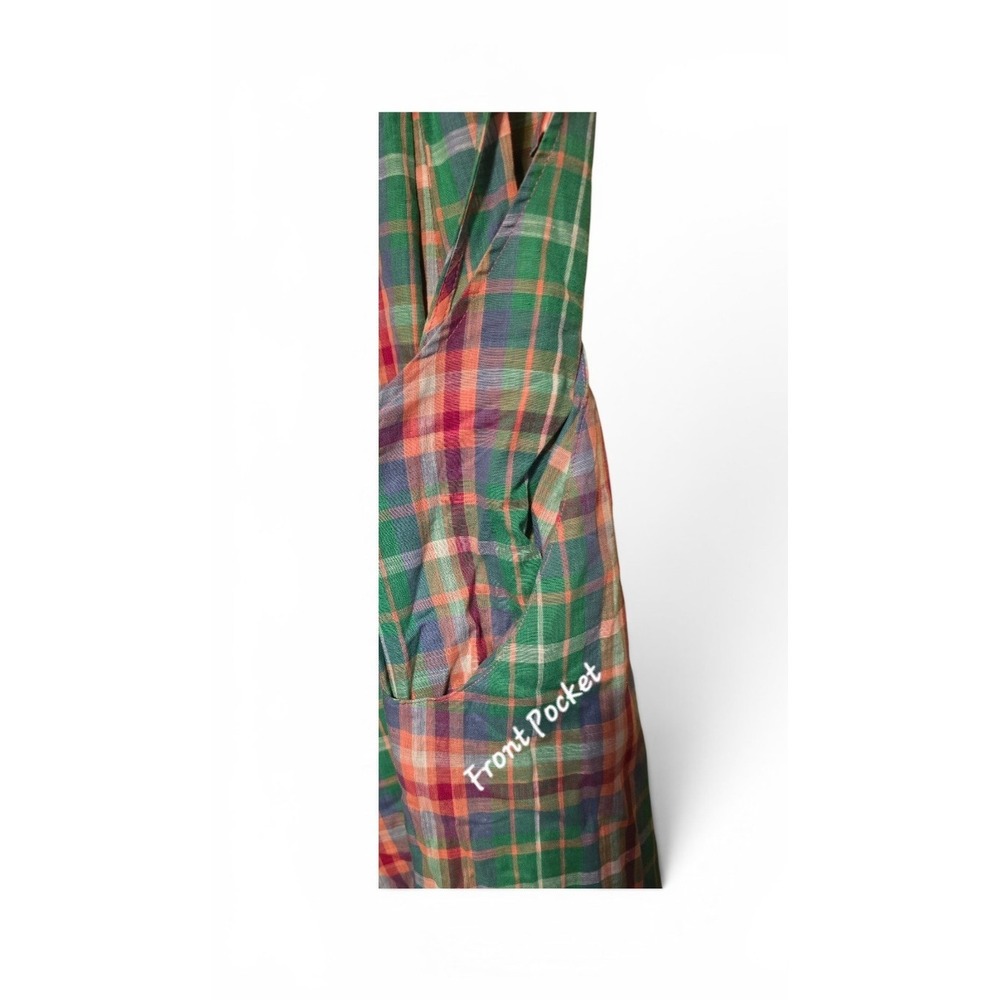 BIBI Womens Green Pink Plaid Cotton Wide Leg Overalls Jumpsuit IB1130J-26 New - Picture 6 of 8